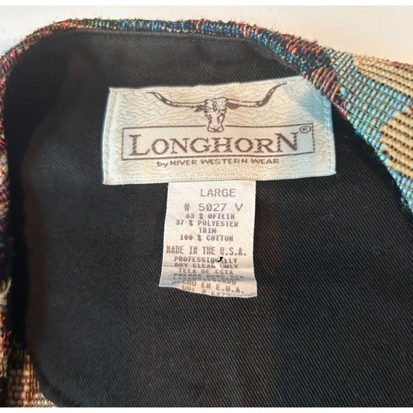Vintage Longhorn by Niver Western Wear Vest Large, Native American Southwest - Picture 5 of 5
